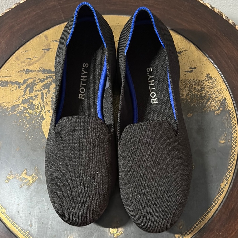 Rothy's Black and Blue Loafers with Minimalist Design